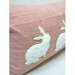 Poduszka dekoracyjna Zajączki 48x28cm Różowa